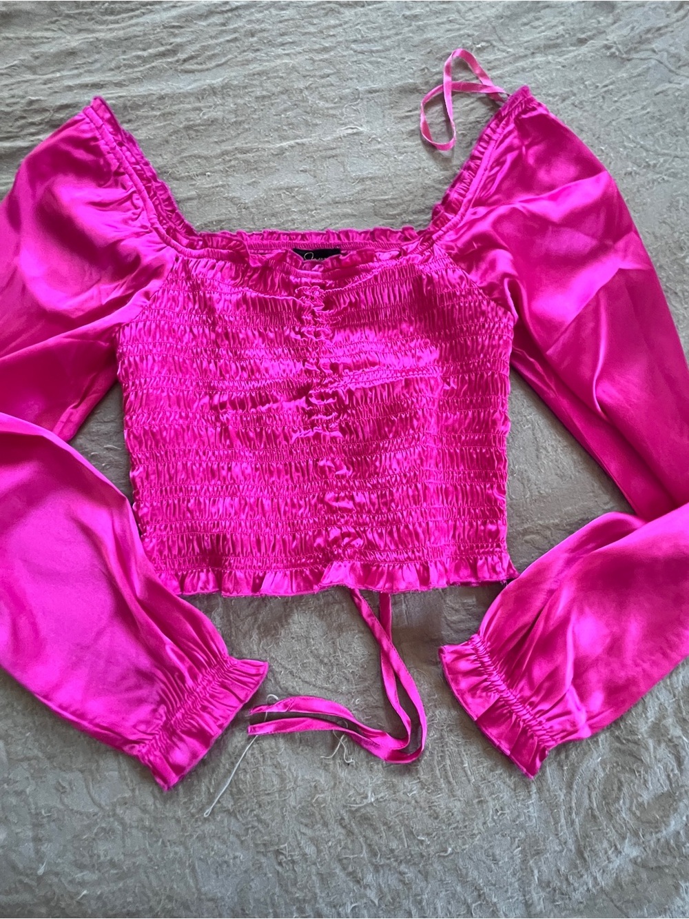 NWT Japna Hot Pink Whimsical Fairy Smocked Festival Top Size S Balloon Sleeves